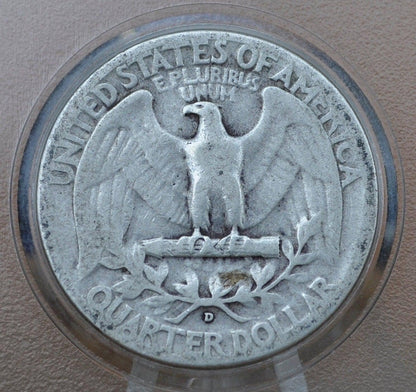 1937 D Washington Silver Quarter - VG-F (Very Good to Fine) - Denver Mint - 1937D Quarter