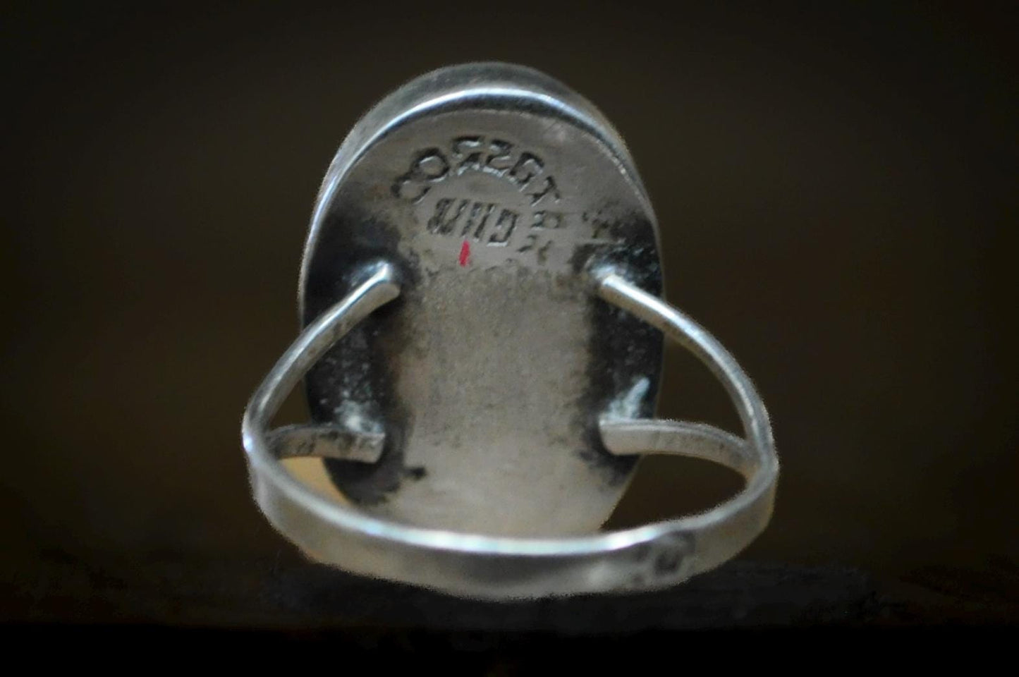 Vintage Southwestern Peyote Bird Ring with Crushed Turquoise Inlay - Artisan Sterling Silver Aztec "Star Bird" Mosaic Turquoise Ring