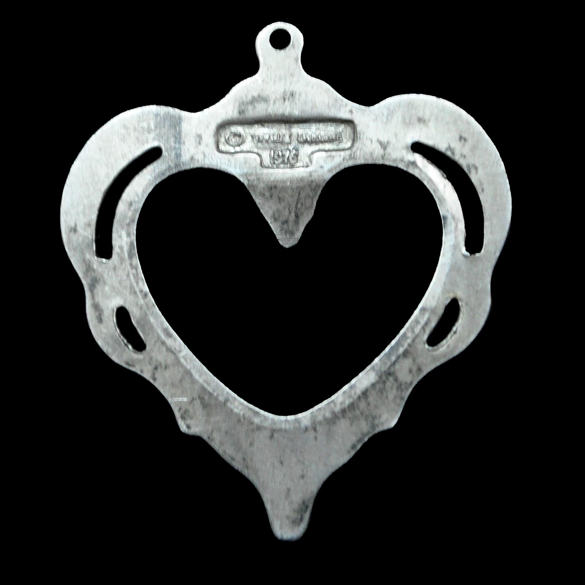 Sterling Silver Heart Pendant By Towle Sterling 1976 With Green Stone Accent - Antique Towle Sterling 1976 Heart Charm