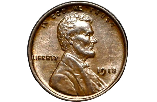 1918 Wheat Penny with mint luster no mint mark from the philadelphia mint