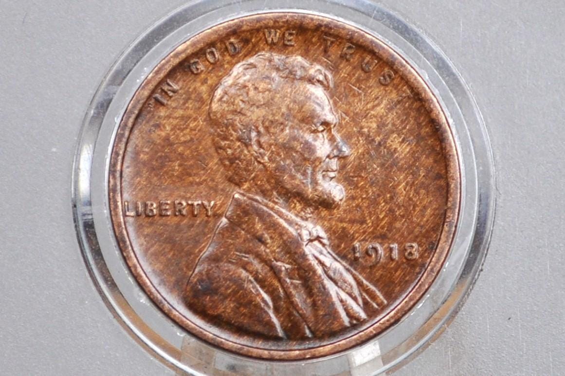 1918-D Wheat Penny - VG to F (Very Good to Fine) Grade / Condition - Denver Mint - WWI Era US Cent - 1918 D Wheat Ear Cent - 1918D