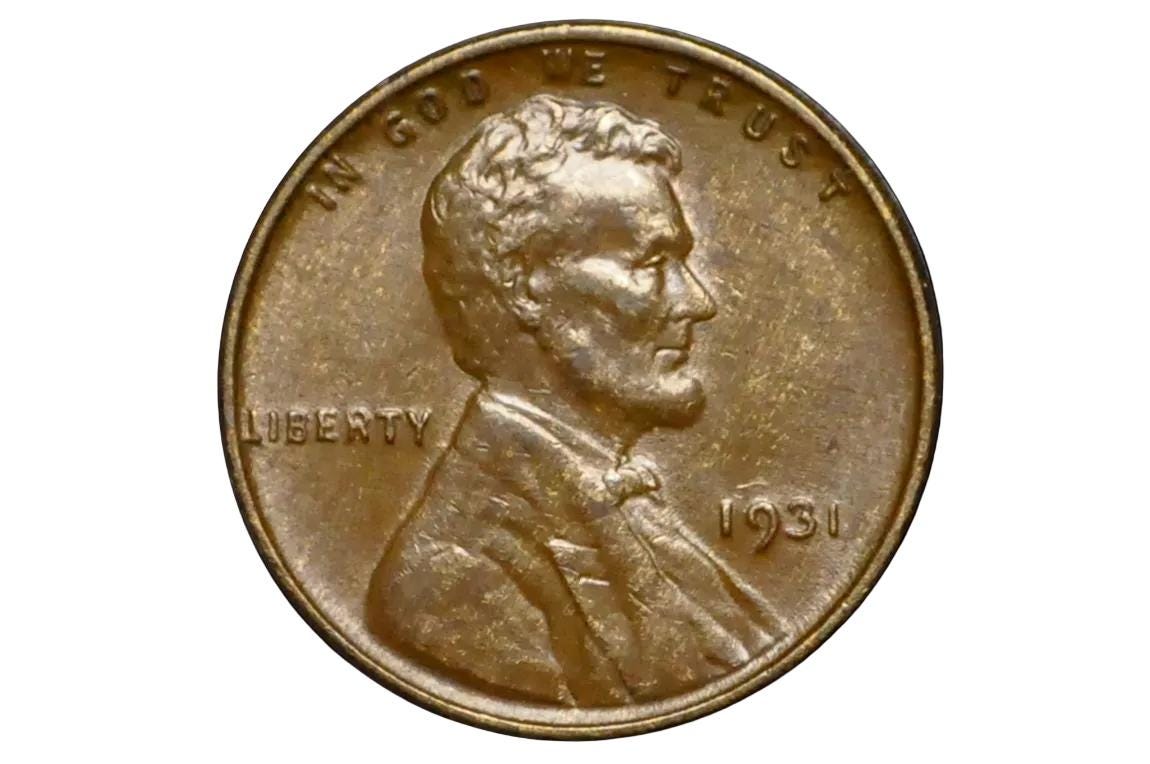 1931 Wheat Pennyin about Uncirculated condition