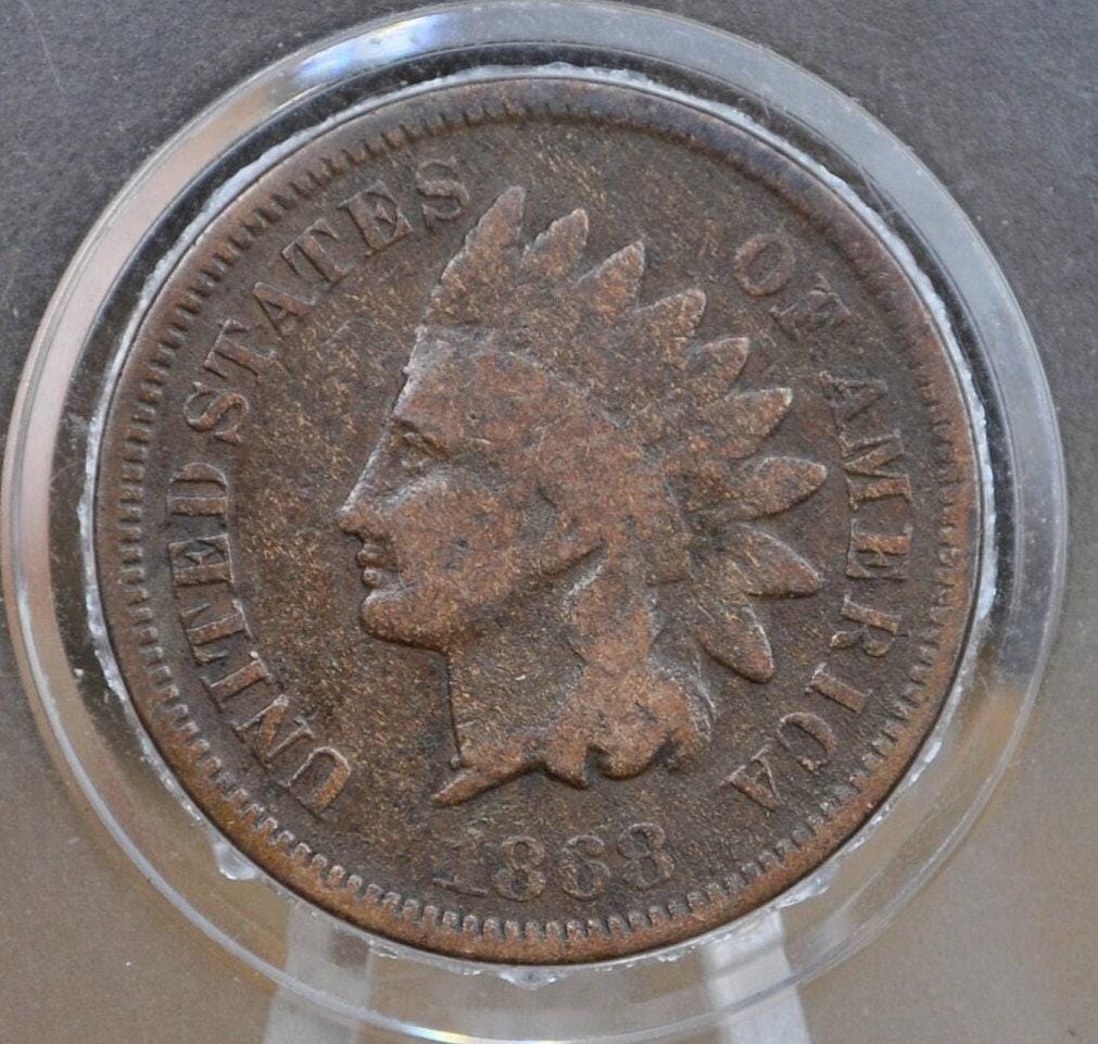 1868 Indian Head Penny - Choose by Grade / Condition, Choose by Grade - Rarer Date - Civil War Era Coin - 1868 Cent