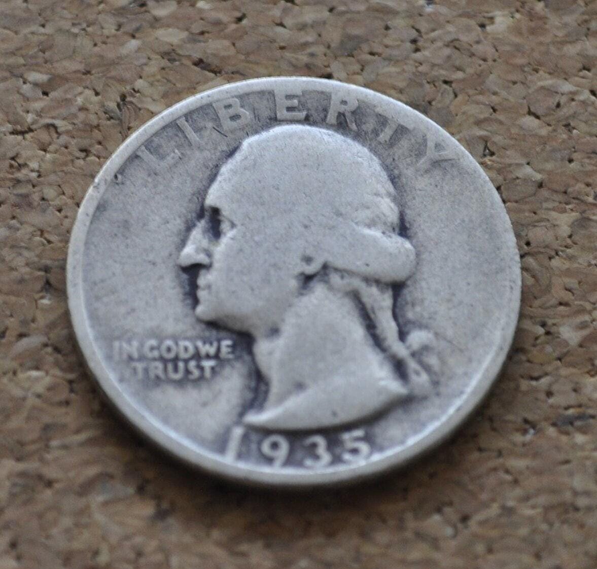 1935 Washington Silver Quarter - G-AU (Good to About Uncirculated) Grade; Choose by Grade - Philadelphia Mint - 1935 P Quarter 1935 P