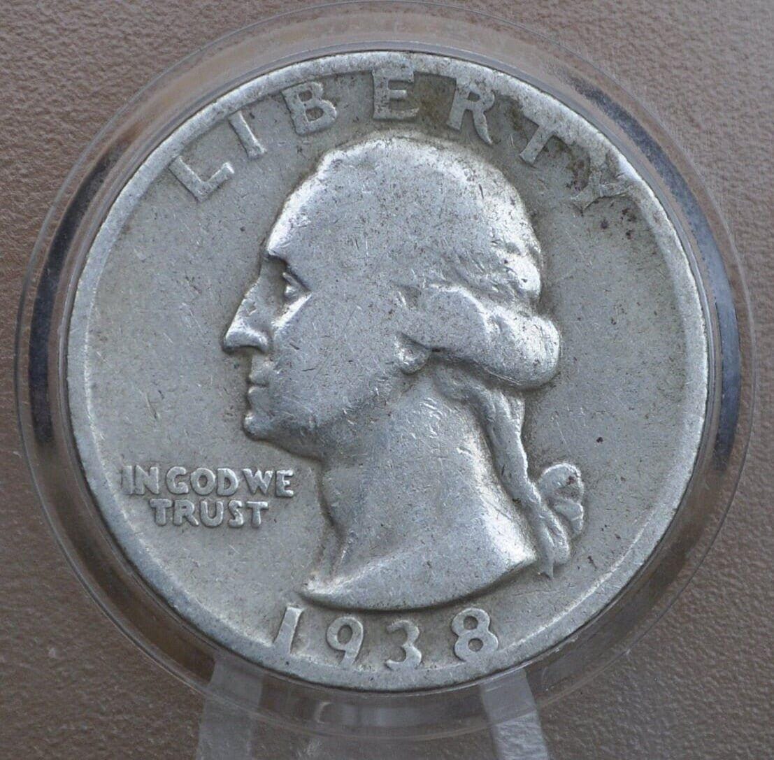 1938-S Washington Silver Quarter - F (Fine) - San Francisco Mint - 1938S Quarter 1938 S Washington; Better Date and Mint