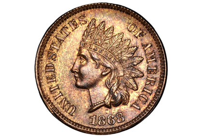 1868 Indian Head Penny - Choose by Grade / Condition, Choose by Grade - Rarer Date - Civil War Era Coin - 1868 Cent