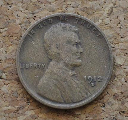 1912 P,D,S Wheat Penny - Choose by Mint and Grade - Lincoln Wheat Ear Cent - Semi Key Date - WWI Era Coin