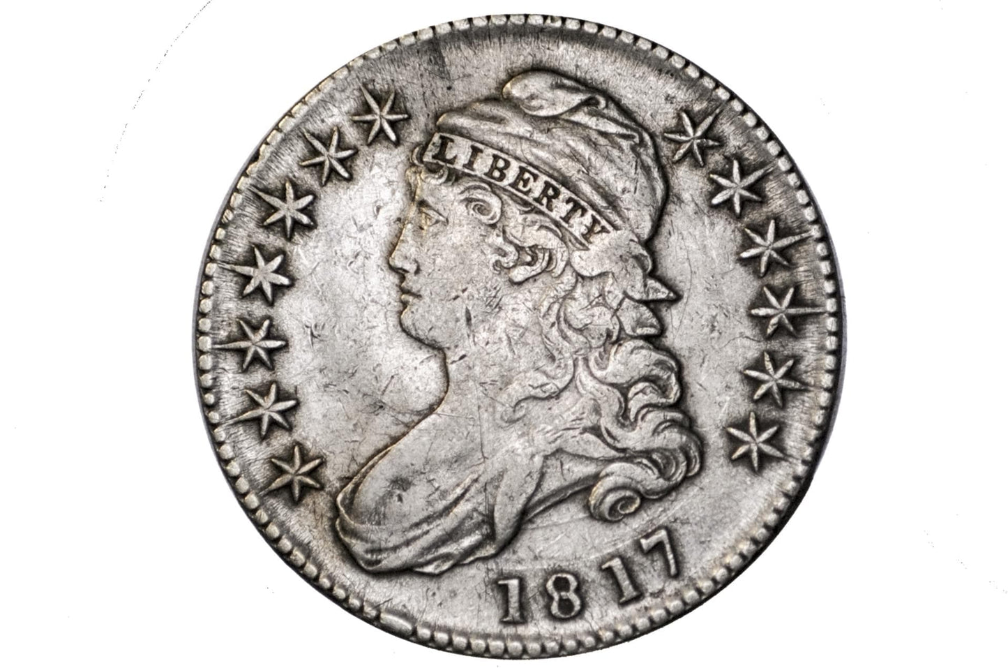 1817 Capped Bust Half Dollar - XF, Cleaned, Die Clash - Great Date - 1817 Half Dollar US Half Dollar 1817, Rare Early Half, Low Mintage Date