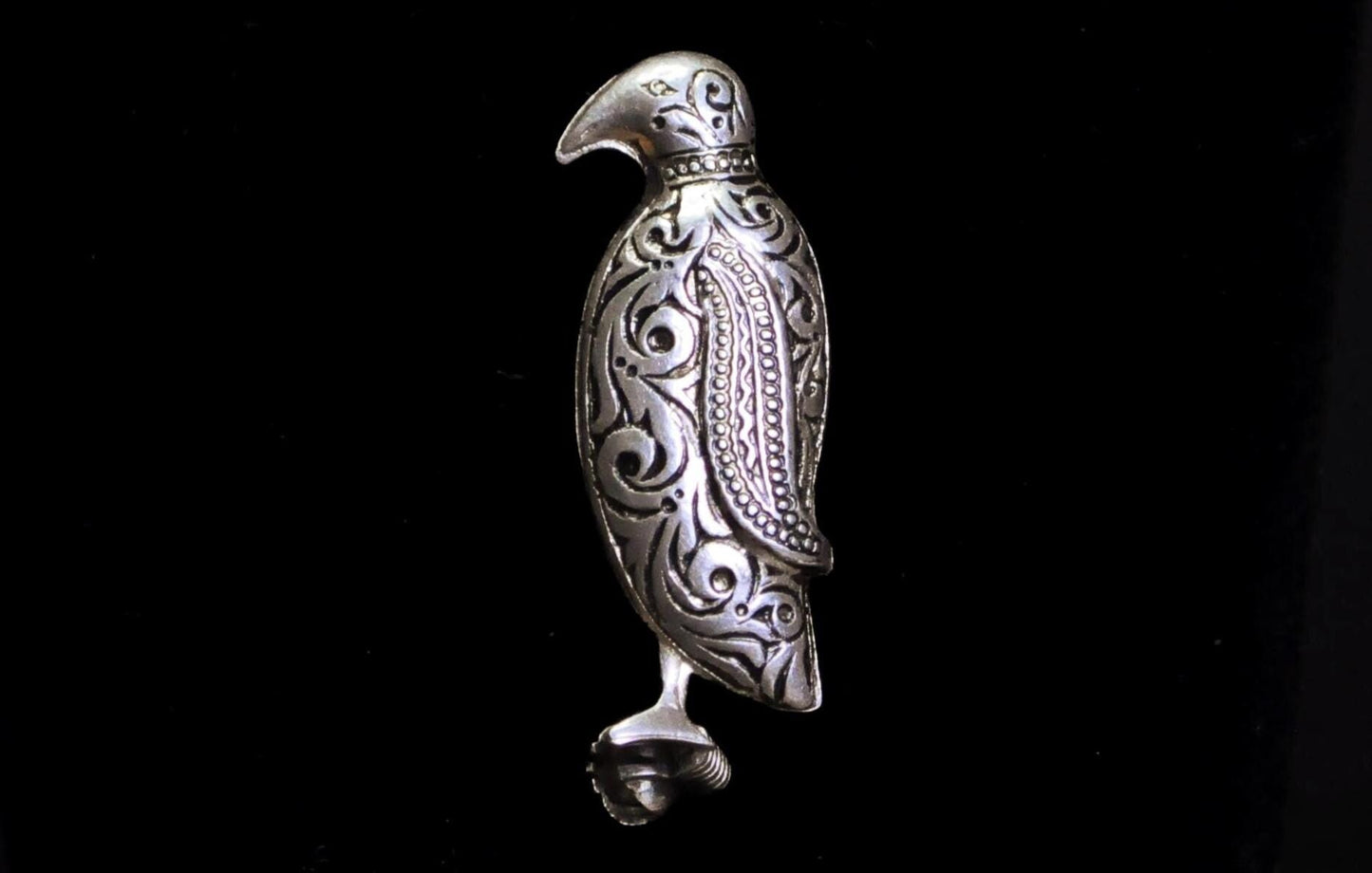 Vintage Sterling Silver Heraldic Eagle Brooch Filigree Tribal Scroll Design - Spain Bird Pin 925 Sterling Silver Openwork Figural Jewelry
