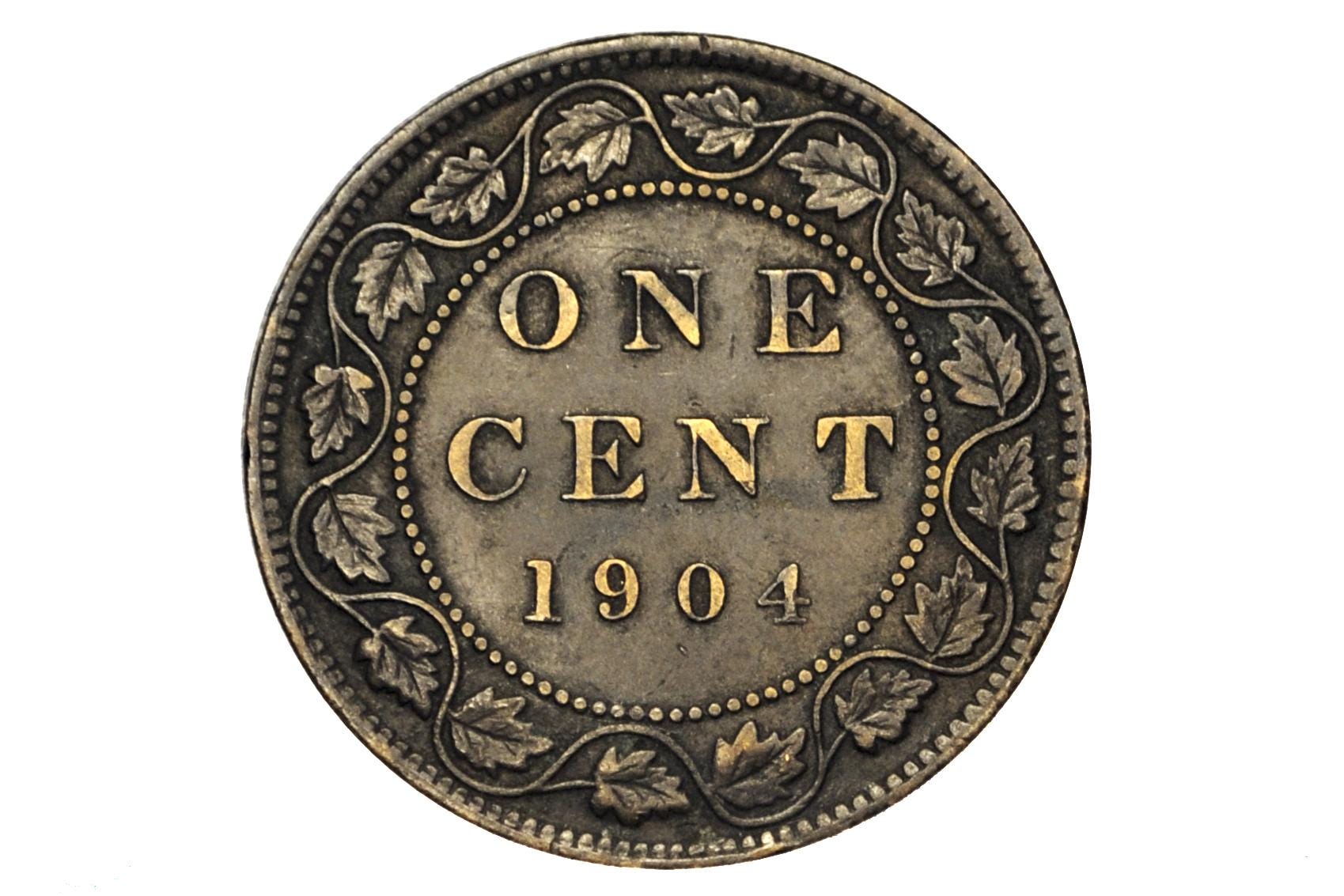 1904 Canadian Large Cent - AU (About Uncirculated) Grade / Condition - King George V - One Cent Canada 1904 Large Cent - 1904 Large Penny