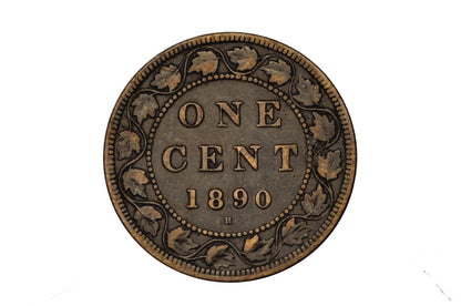 1890 Canadian Cent - Better Date, F-VF Grade / Condition - Queen Victoria - One Cent Canada 1890 Large Cent - Canada 1890 One Cent