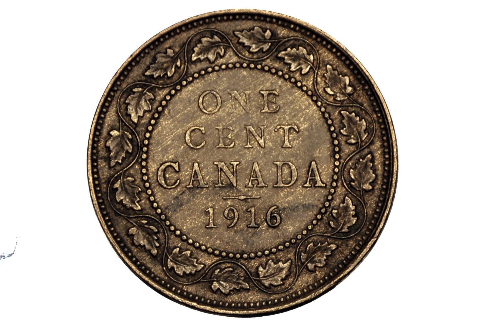 1916 Canadian Large Cent - VF-XF (Very to Extra Fine) Grade / Condition - King George V - One Cent Canada 1916 Large Cent - 1916 Large Cent