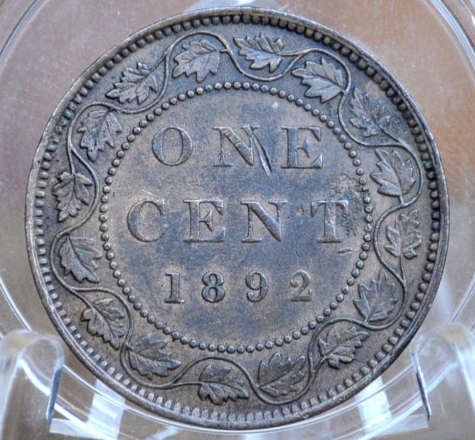 1892 Canadian One Cent - XF (Extremely Fine) Condition - Queen Victoria - 1892 Large Cent - 1892 Penny Canada 1 Cent 1892