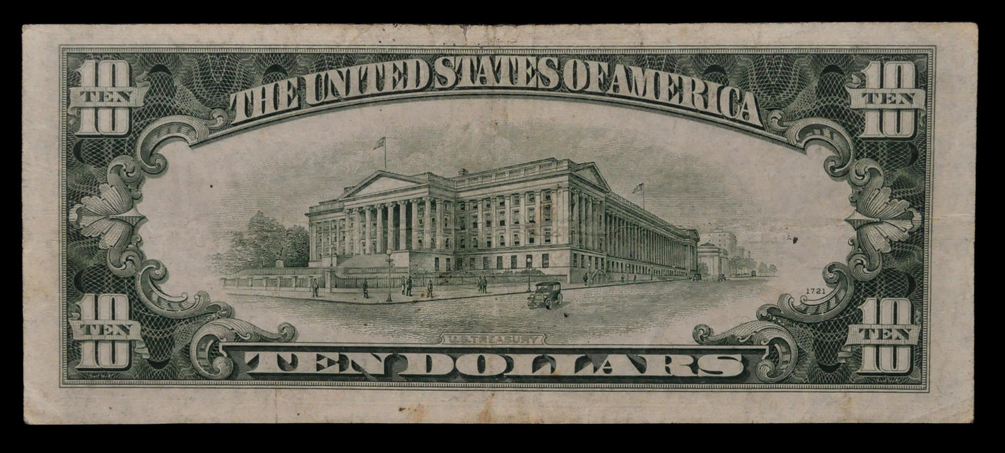 1950-B Federal Reserve 10 Dollar Star Note - Chicago (G) Issue - Choice Very Fine (Vf+) - 1950B Ten Dollar Green Seal Star Note - Fr#2012-G*