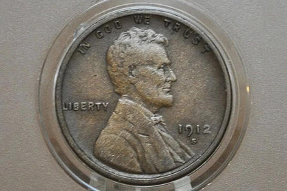 1912 P,D,S Wheat Penny - Choose by Mint and Grade - Lincoln Wheat Ear Cent - Semi Key Date - WWI Era Coin