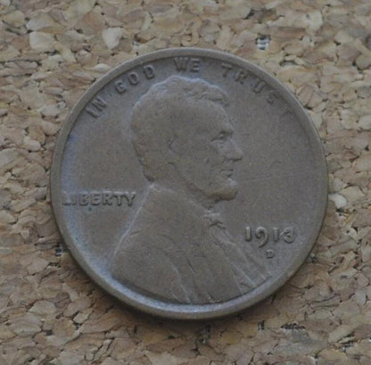1913-S Wheat Penny - Choose by Grade - 1913 S Wheat Ear Cent - San Francisco Mint - Wheat Ear Cent 1913 S - Semi-Key Date