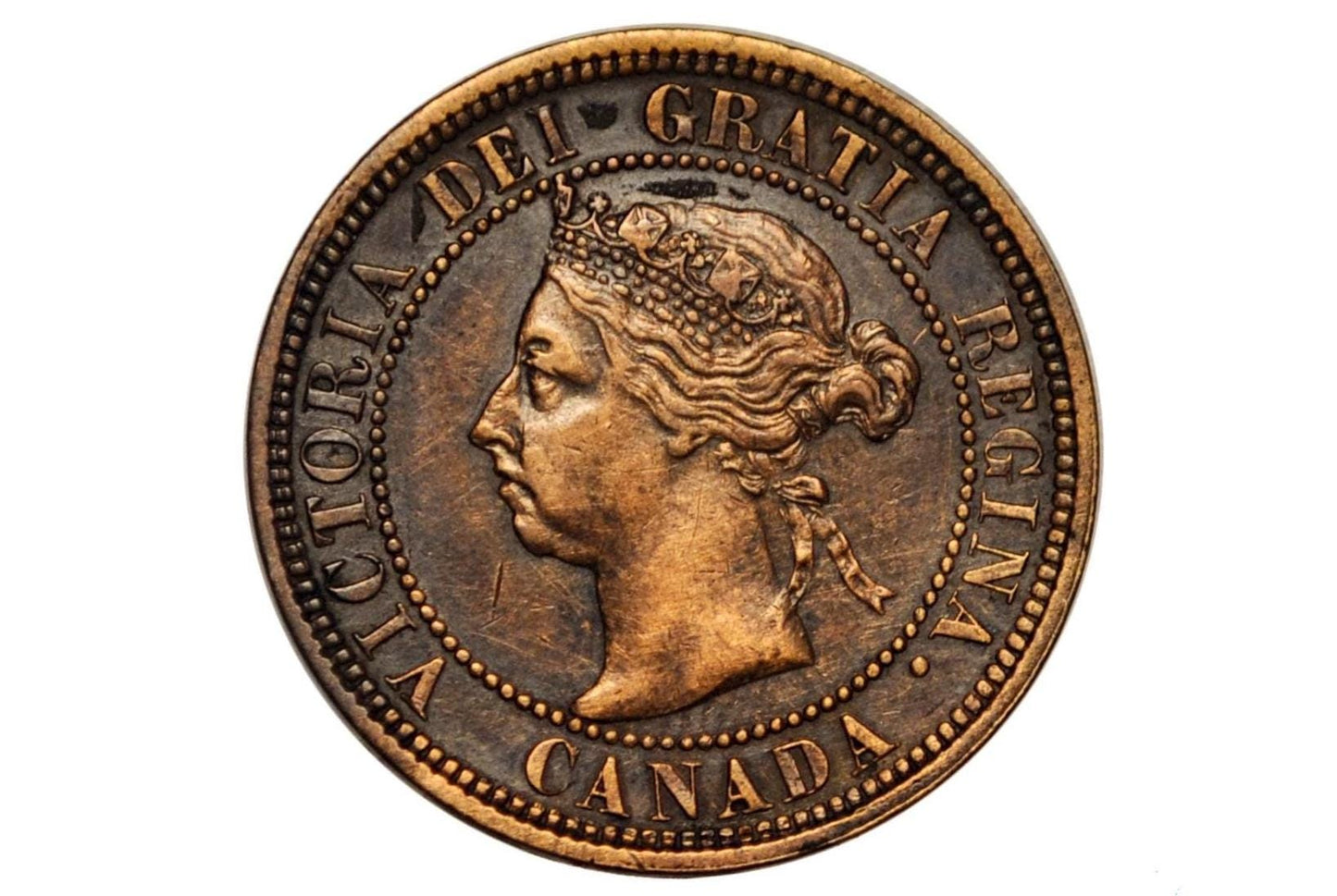 1890 Canadian Cent - Better Date, F-VF Grade / Condition - Queen Victoria - One Cent Canada 1890 Large Cent - Canada 1890 One Cent