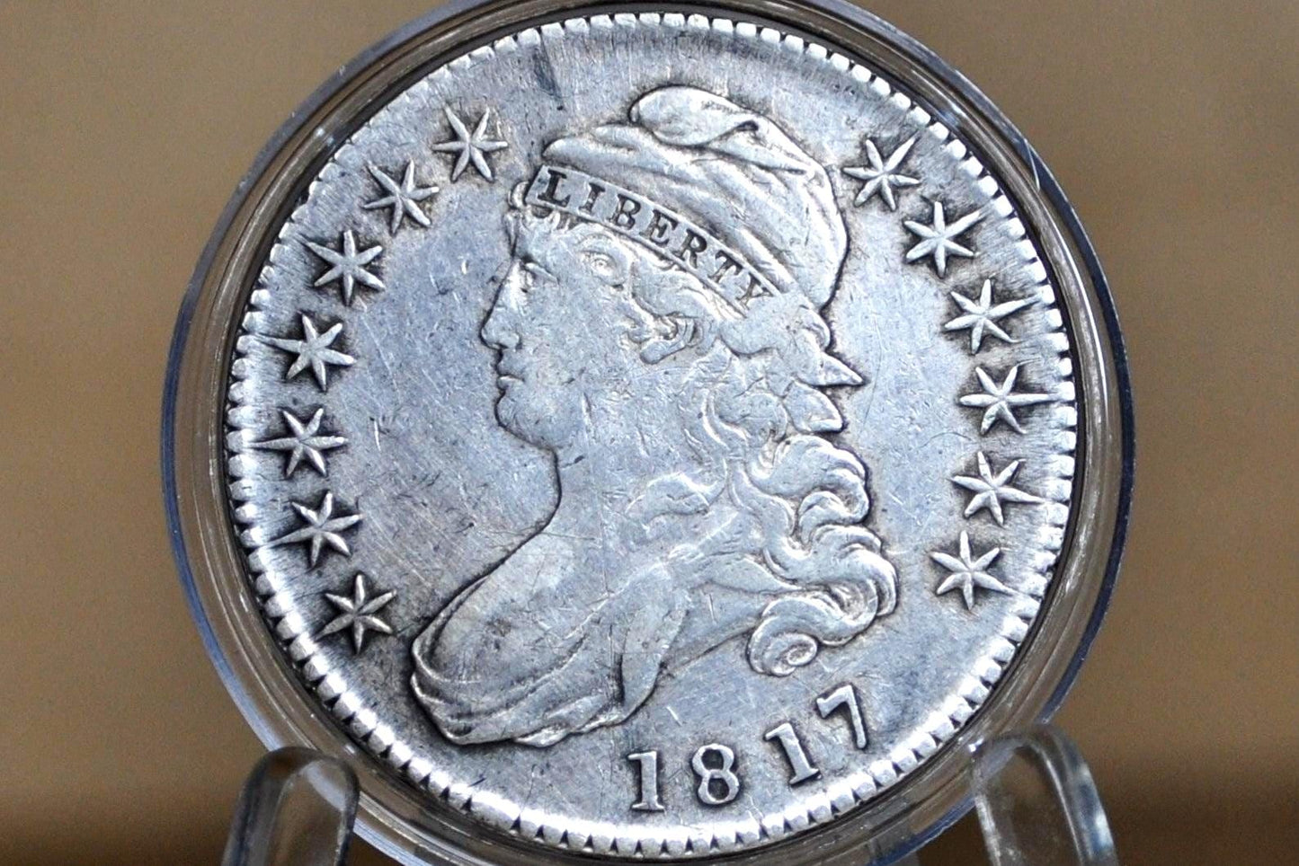 1817 Capped Bust Half Dollar - XF, Cleaned, Die Clash - Great Date - 1817 Half Dollar US Half Dollar 1817, Rare Early Half, Low Mintage Date