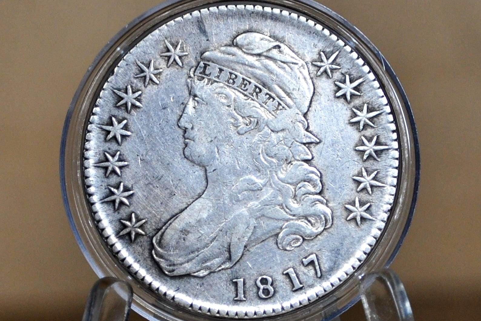 1817 Capped Bust Half Dollar - XF, Cleaned, Die Clash - Great Date - 1817 Half Dollar US Half Dollar 1817, Rare Early Half, Low Mintage Date