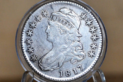 1817 Capped Bust Half Dollar - XF, Cleaned, Die Clash - Great Date - 1817 Half Dollar US Half Dollar 1817, Rare Early Half, Low Mintage Date