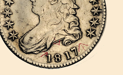 1817 Capped Bust Half Dollar - XF, Cleaned, Die Clash - Great Date - 1817 Half Dollar US Half Dollar 1817, Rare Early Half, Low Mintage Date