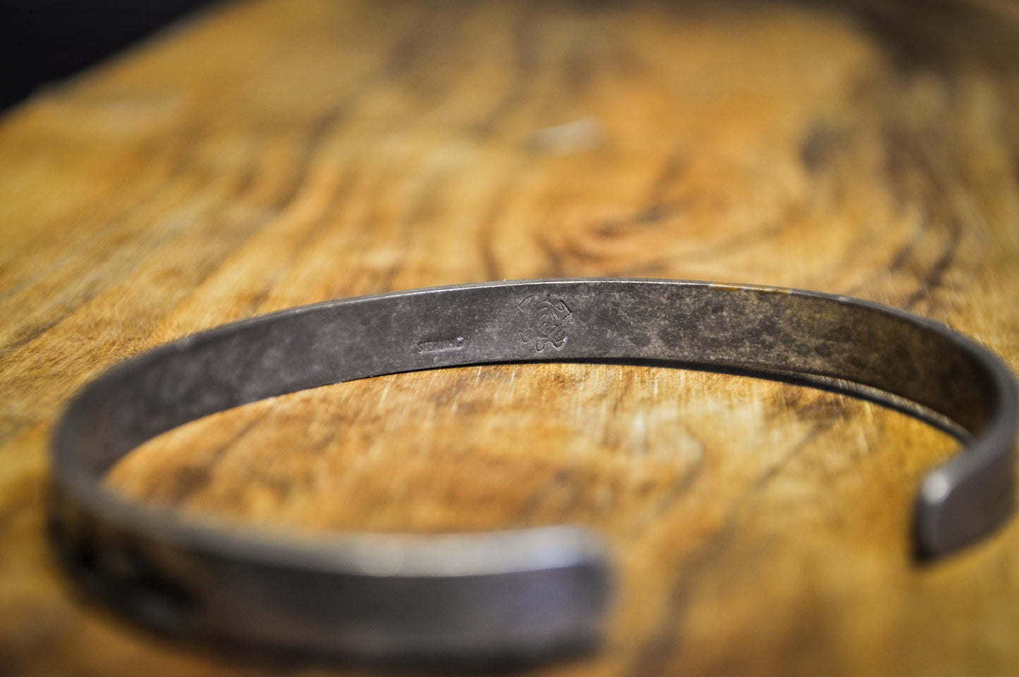 Native American Sterling Silver Wave Overlay Thin Cuff - Navajo Style Water Waves Sterling Silver Turtle Hallmark Bracelet