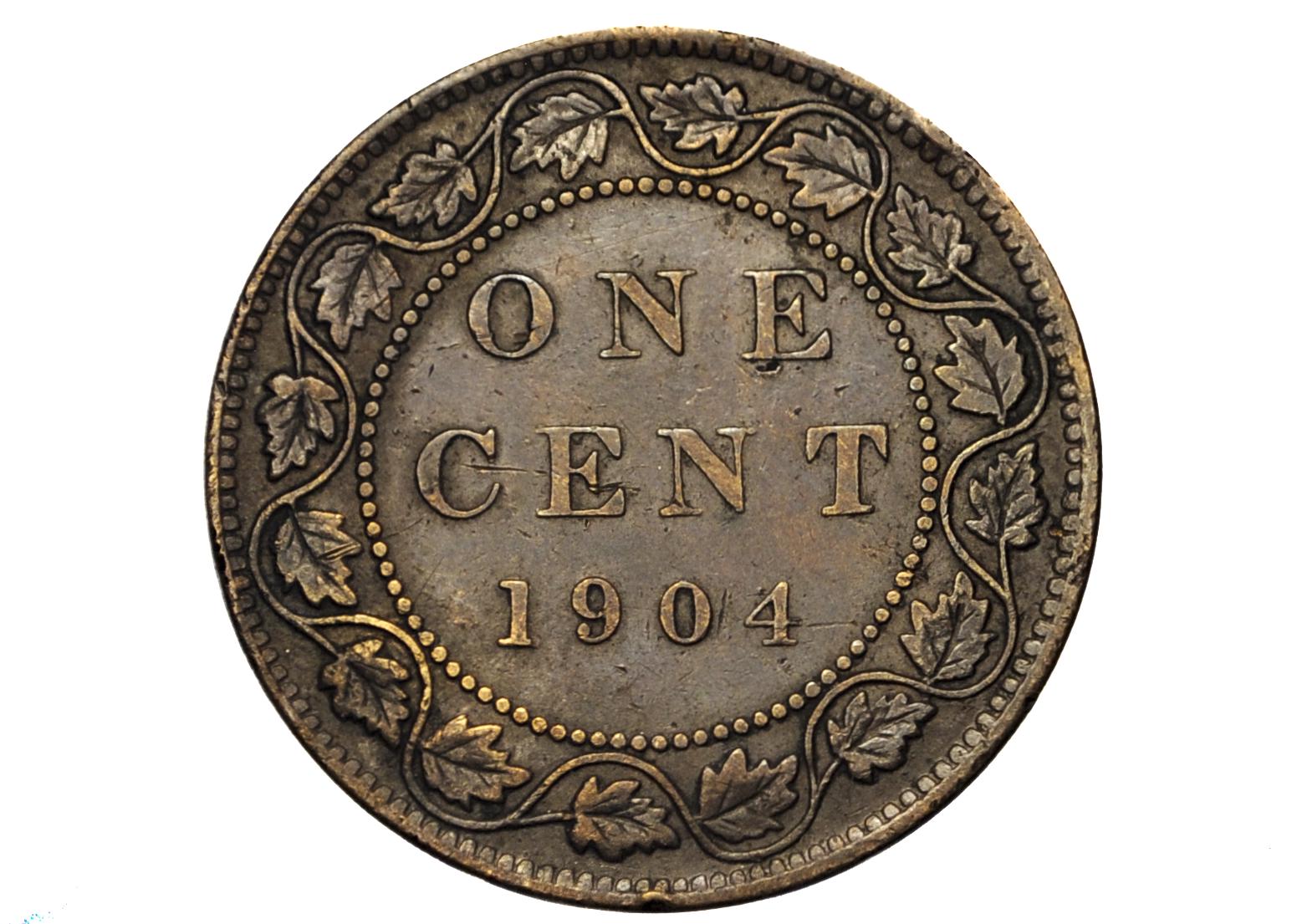 1904 Canadian Large Cent - AU (About Uncirculated) Grade / Condition - King George V - One Cent Canada 1904 Large Cent - 1904 Large Penny