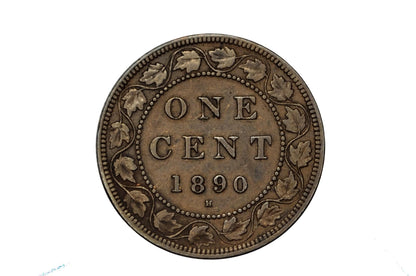 1890 Canadian Cent - Better Date, F-VF Grade / Condition - Queen Victoria - One Cent Canada 1890 Large Cent - Canada 1890 One Cent
