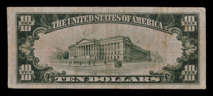 1929 Capitol National Bank Hartford Connecticut 10 Dollar Charter Note - 1929 Brown Seal Type 1 Ten Dollar CT National Note - Charter 13038
