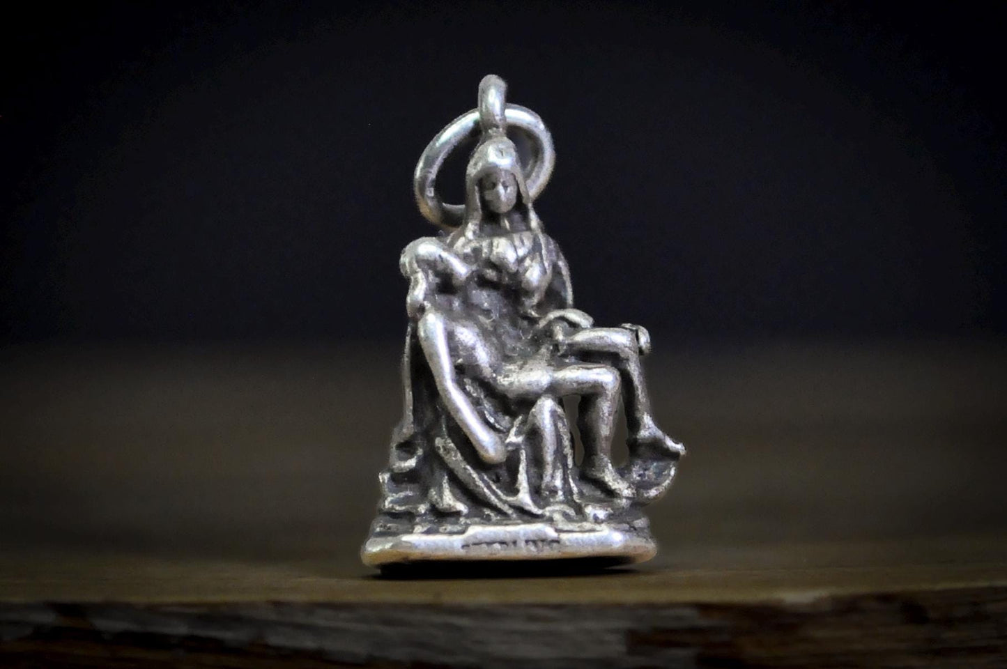 La Pieta Michelangelo Sterling Silver Bracelet Charm - Vintage Sterling Silver Pieta Religious Pendant
