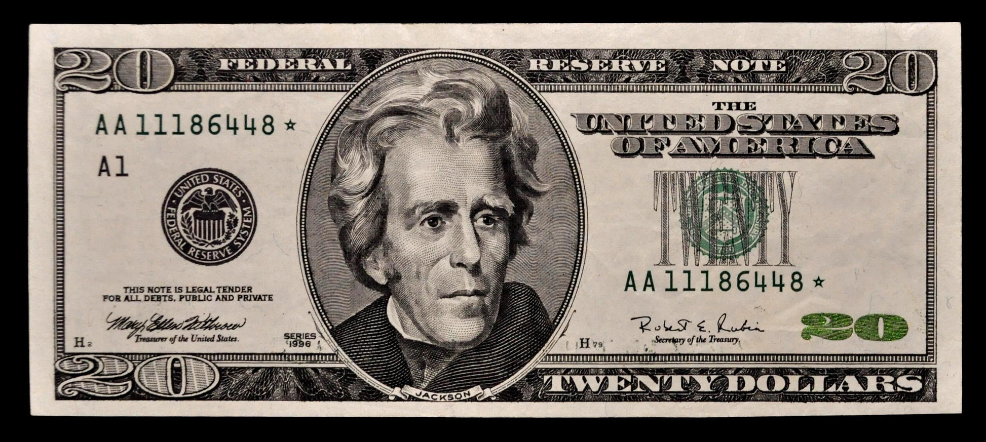 1996 Fancy Repeating Serial Number 20 Dollar Star Note - 11186448 - 1996 Twenty Dollar Fancy Serial Star Note - Fr.2083-A*
