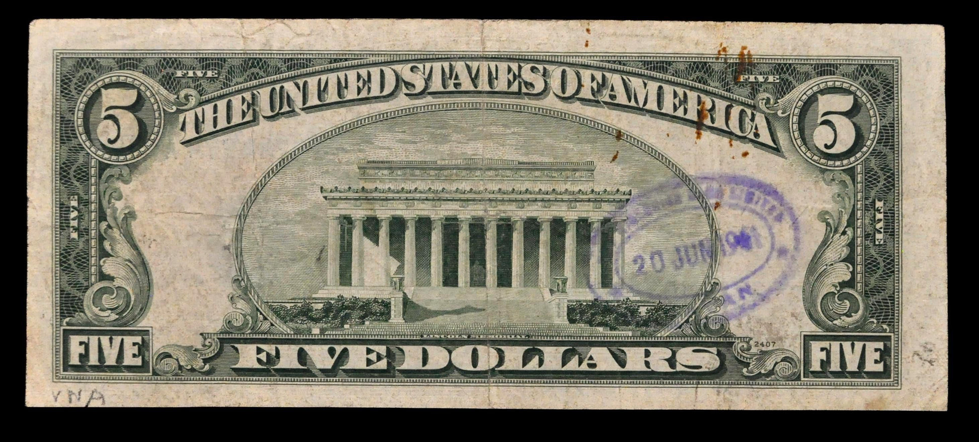 1953A Silver Certificate 5 Dollar Star Note - Very Fine (VF) - 1953-A Blue Seal Five Dollars Star Note - Fr.1656*