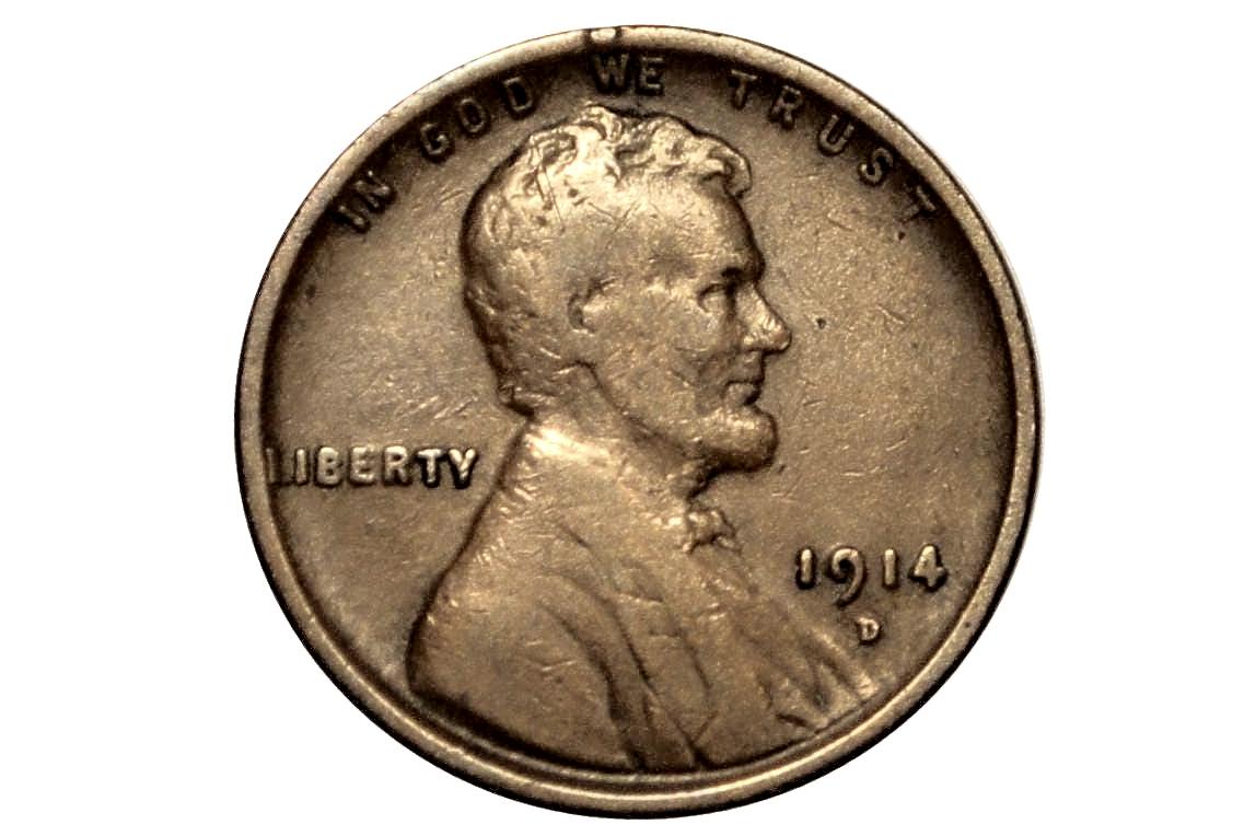 1914-D Wheat Penny - Key Date - Fine Grade / Condition - 1914D Wheat Ear Cent - World War I Era Coin - 1914 D Lincoln Cent - Authentic