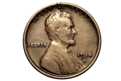 1914-D Wheat Penny - Key Date - Fine Grade / Condition - 1914D Wheat Ear Cent - World War I Era Coin - 1914 D Lincoln Cent - Authentic