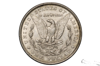 1878 Morgan Silver Dollar Reverse of 79 - Seven Feathers - AU50 (About Uncirculated) Grade - 1878 Seven Feathers - 7 Tailfeathers Reverse of 1879