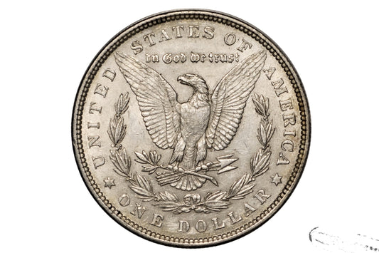 1878 Morgan Silver Dollar Reverse of 79 - Seven Feathers - AU50 (About Uncirculated) Grade - 1878 Seven Feathers - 7 Tailfeathers Reverse of 1879