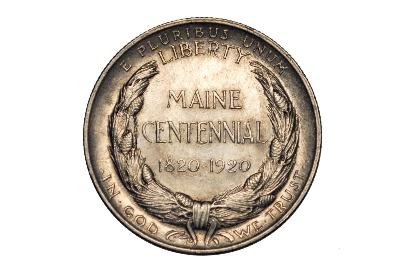 1920 Maine Centennial Half Dollar - AU (Toned) - State of Maine Silver Commemorative Half Dollar 1920, Scarce