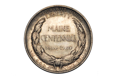 1920 Maine Centennial Half Dollar - AU (Toned) - State of Maine Silver Commemorative Half Dollar 1920, Scarce