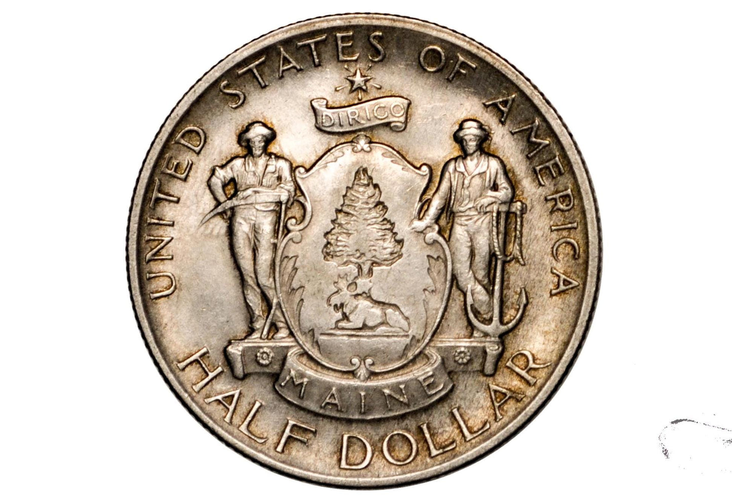 1920 Maine Centennial Half Dollar - AU (Toned) - State of Maine Silver Commemorative Half Dollar 1920, Scarce