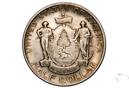 1920 Maine Centennial Half Dollar - AU (Toned) - State of Maine Silver Commemorative Half Dollar 1920, Scarce