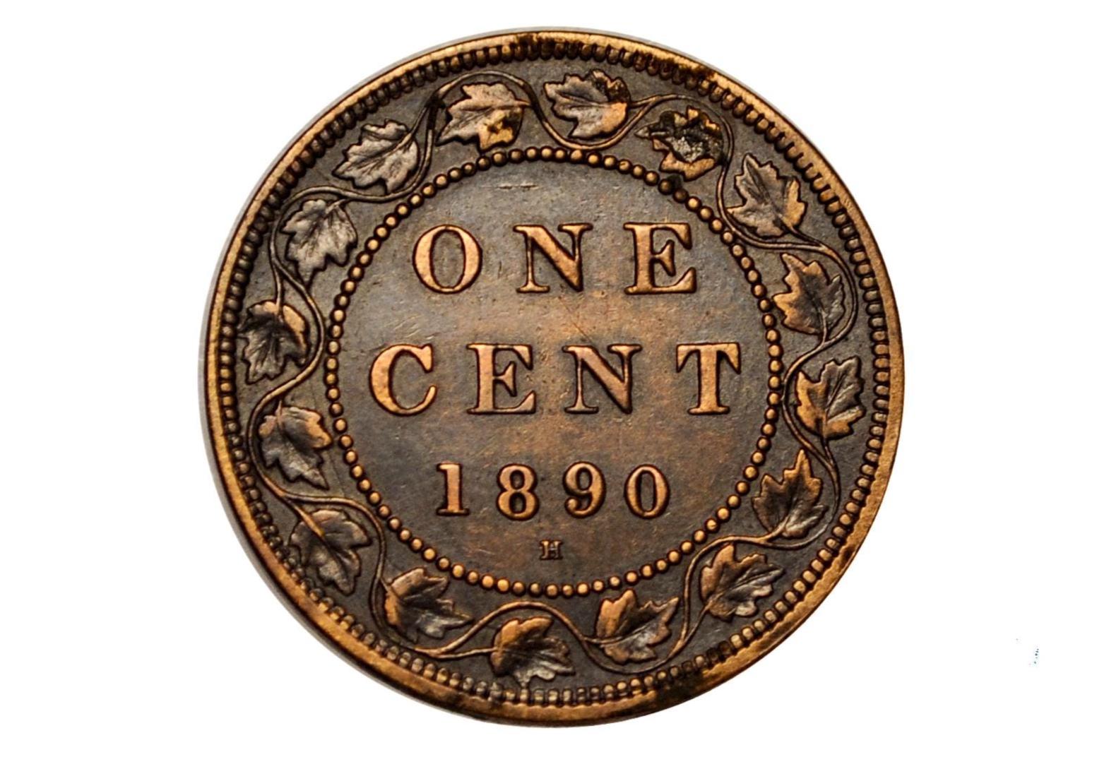 1890 Canadian Cent - Better Date, F-VF Grade / Condition - Queen Victoria - One Cent Canada 1890 Large Cent - Canada 1890 One Cent