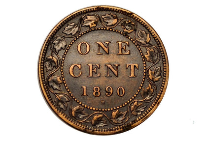 1890 Canadian Cent - Better Date, F-VF Grade / Condition - Queen Victoria - One Cent Canada 1890 Large Cent - Canada 1890 One Cent