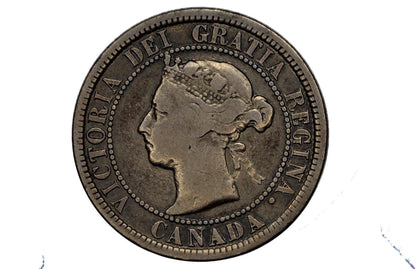 1891 Canadian One Cent - XF (Extremely Fine) Condition - Large Date, Large Leaf, Obv. 2 Variety - 1891 Penny Canada 1 Cent 1891