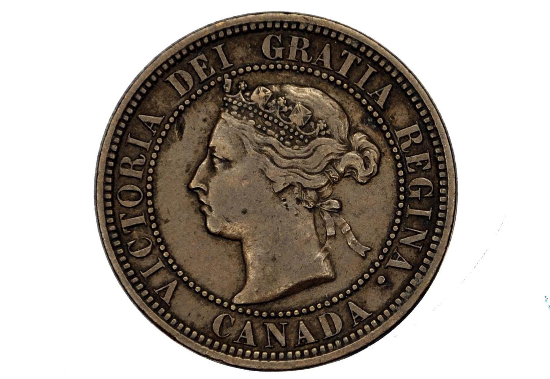 1891 Canadian One Cent - XF (Extremely Fine) Condition - Large Date, Large Leaf, Obv. 2 Variety - 1891 Penny Canada 1 Cent 1891