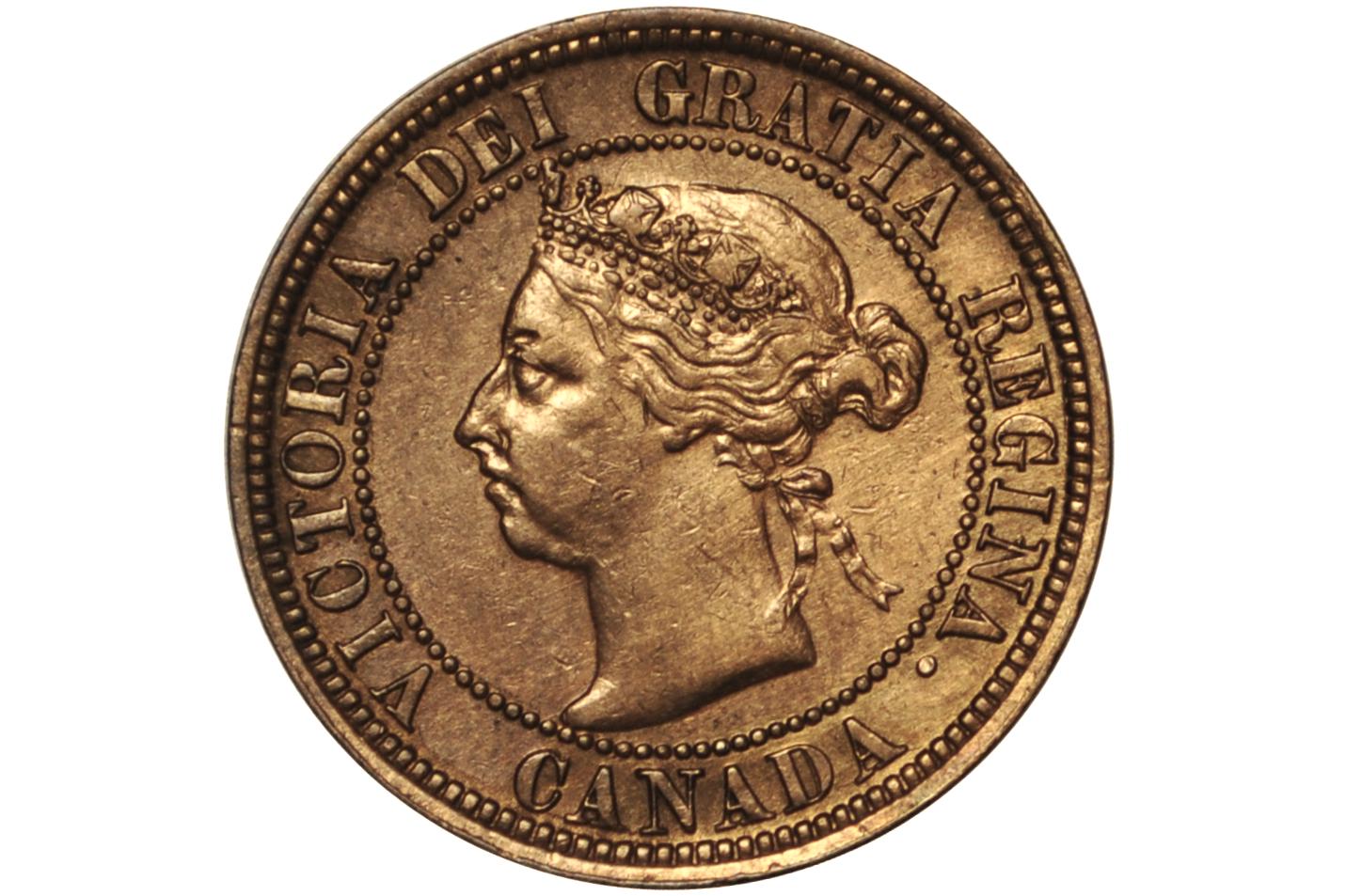1891 Canadian One Cent - XF (Extremely Fine) Condition - Large Date, Large Leaf, Obv. 2 Variety - 1891 Penny Canada 1 Cent 1891