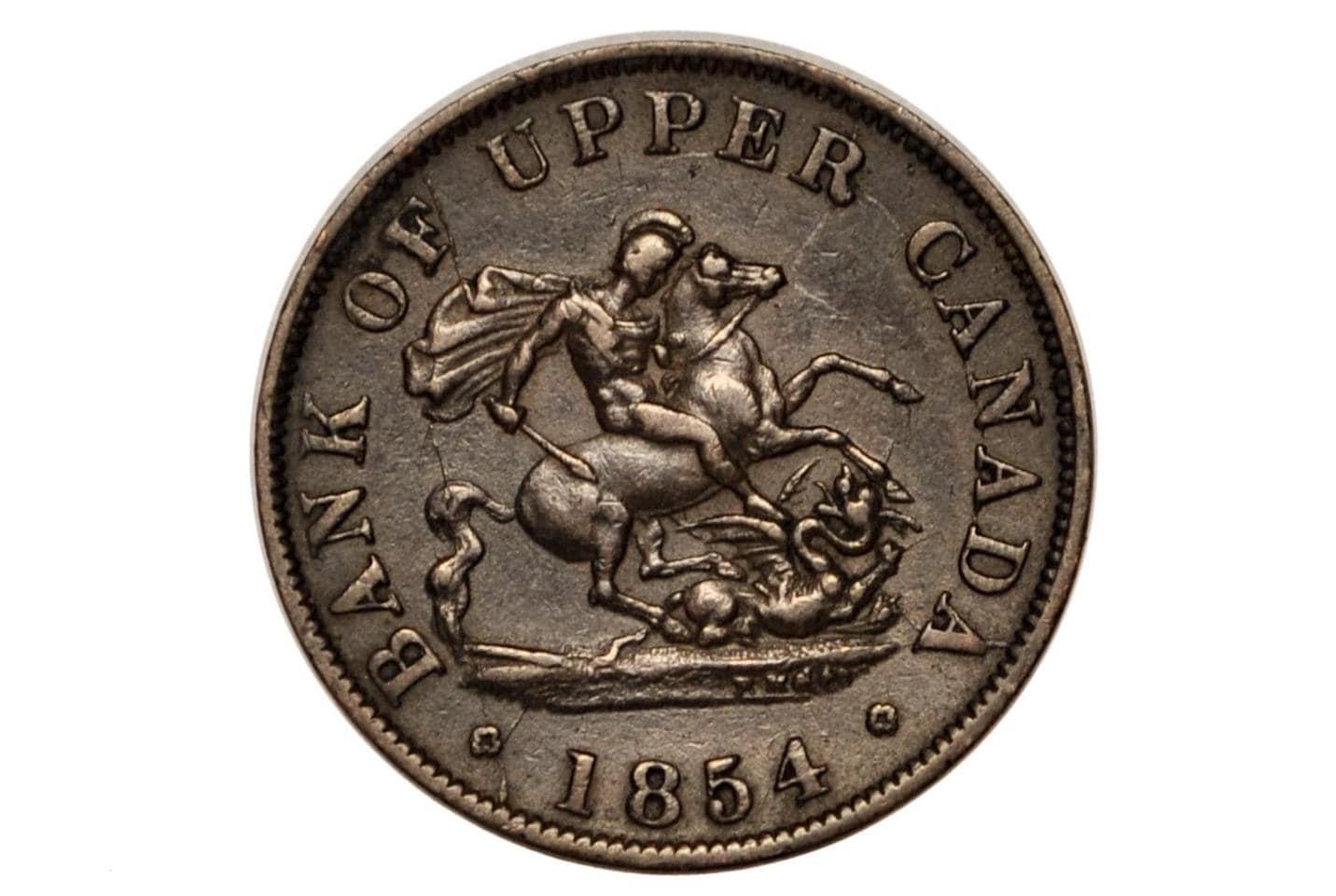 1854 Bank of Upper Canada Half Penny - 1/2 Penny Bank Token - VF/XF Condition - 1854 Bank Token One Half Penny - 1854 Canadian Large Cent