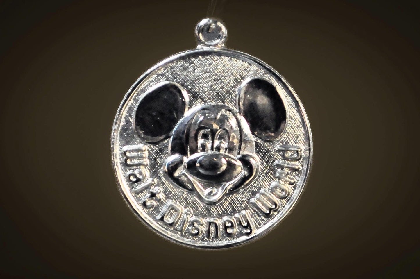 Vintage Sterling Silver Mickey Mouse Circular Pendant Walt Disney World - Walt Disney World Mickey Mouse Charm Sterling