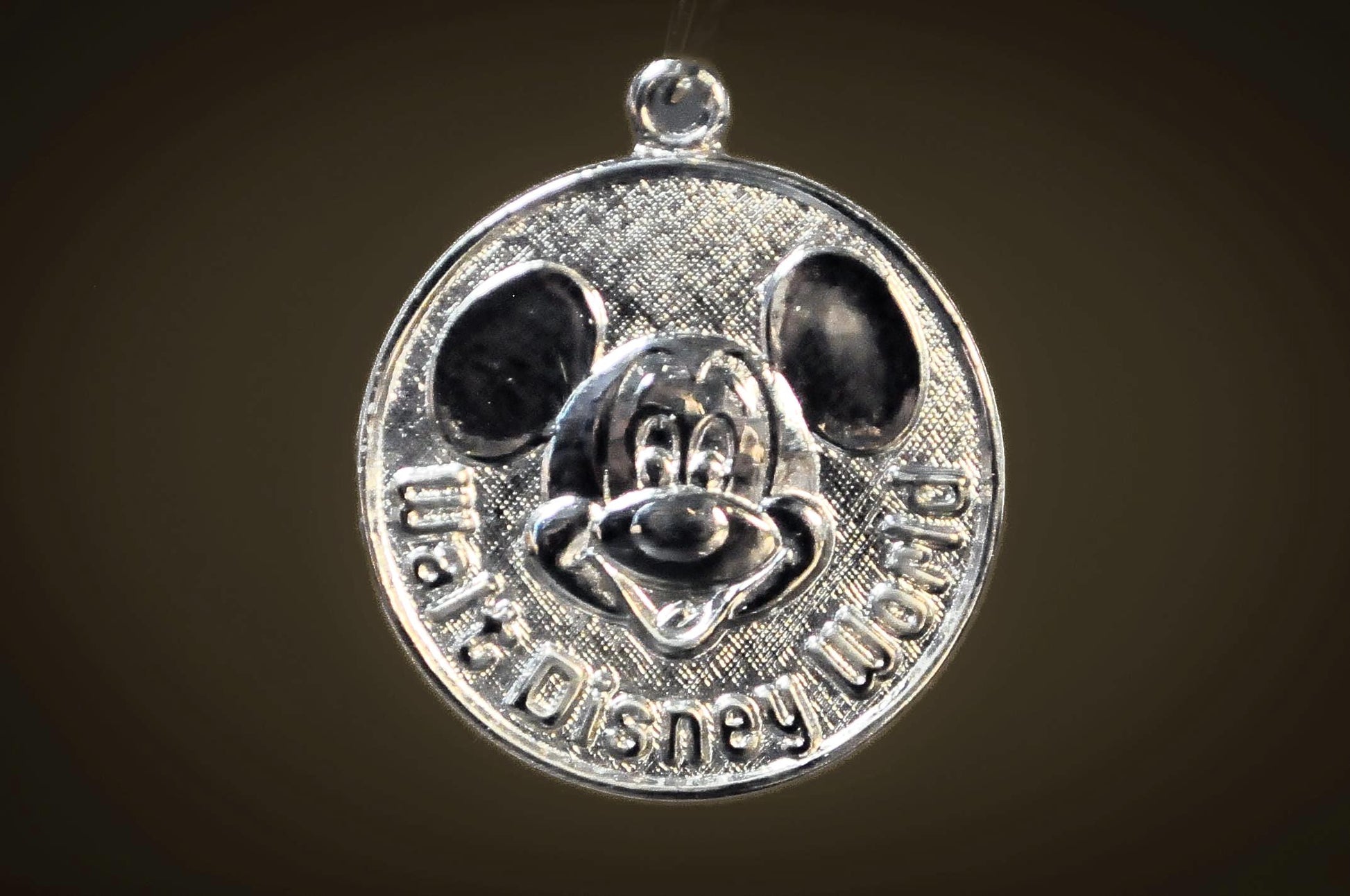 Vintage Sterling Silver Mickey Mouse Circular Pendant Walt Disney World - Walt Disney World Mickey Mouse Charm Sterling