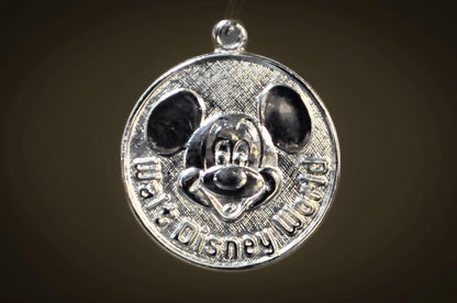 Vintage Sterling Silver Mickey Mouse Circular Pendant Walt Disney World - Walt Disney World Mickey Mouse Charm Sterling