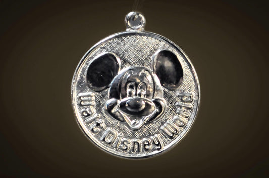 Vintage Sterling Silver Mickey Mouse Circular Pendant Walt Disney World - Walt Disney World Mickey Mouse Charm Sterling